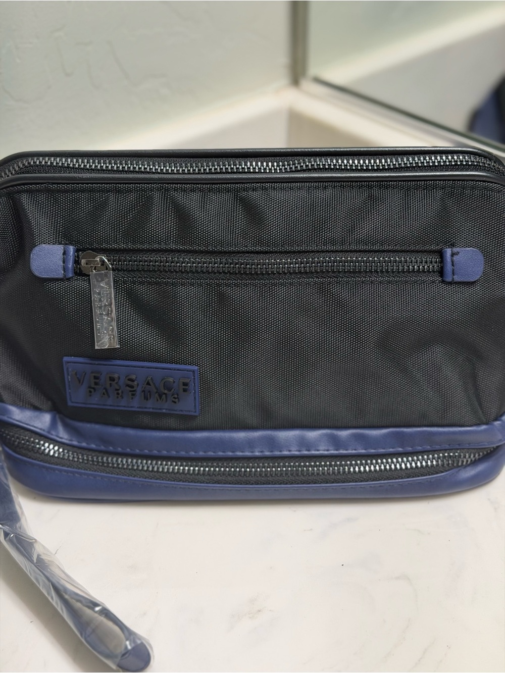 Versace Black and Navy Men’s Toiletry Bag